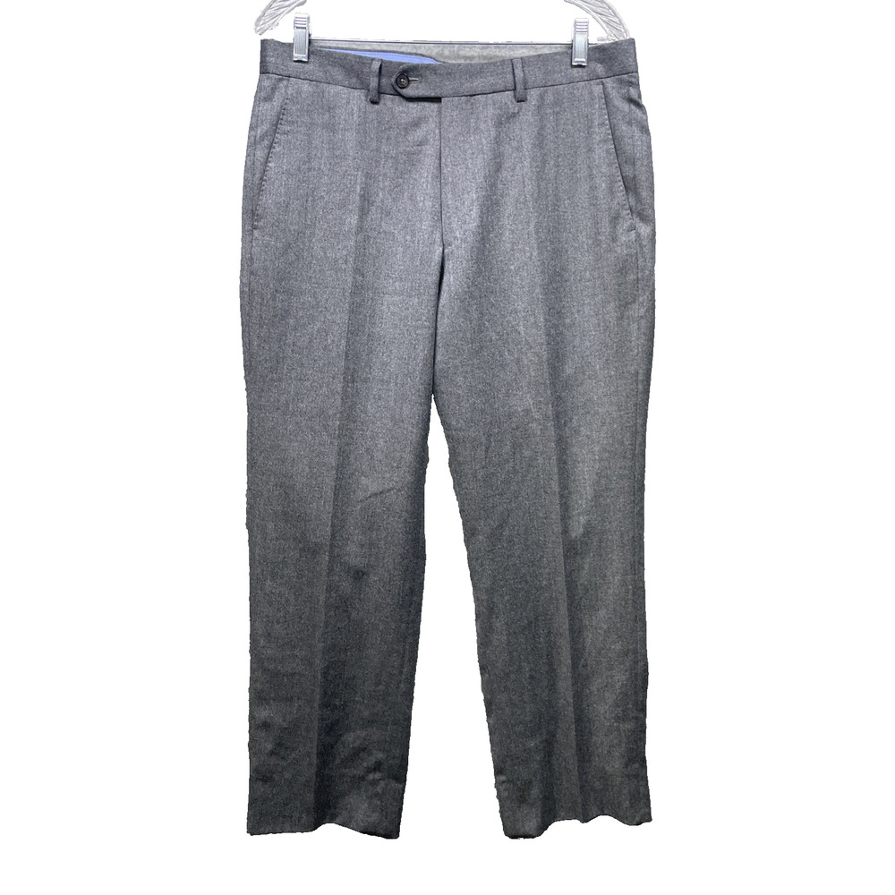 Peter Manning New York Mens 33W 25L Gray Dress Pants Flat Front Trousers